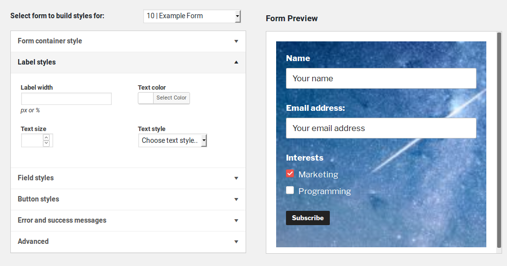 MailChimp email plugin