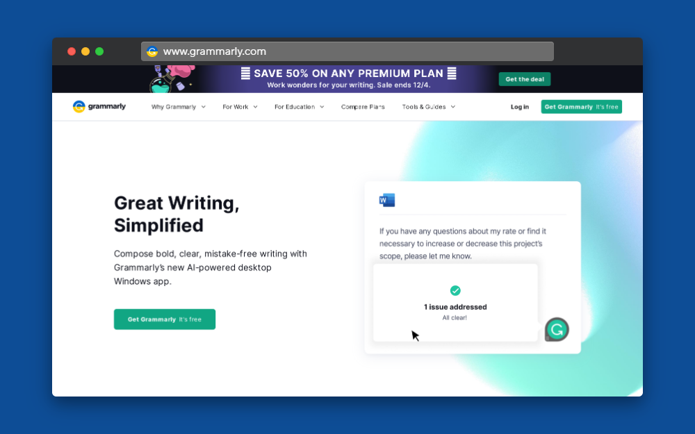  Grammarly is an easy-to-use tool that will ensure your writing is correct and precise.