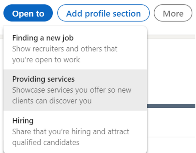 LinkedIn profile sections